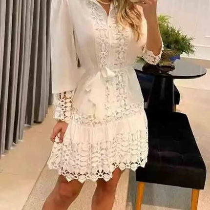 Party Dress Women Long Solid Lace Mini Dress - Party Dress - Owner Girl - Mad Fly Essentials