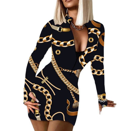 Party Dress Women Sexy Long Gold Chains Clubwear - Party Dress - ILUKiss - Mad Fly Essentials