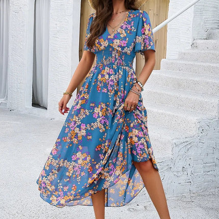 Party Dress Women V-Neck Long Sleeve Plus Dress - Party Dress - FJBK - Mad Fly Essentials