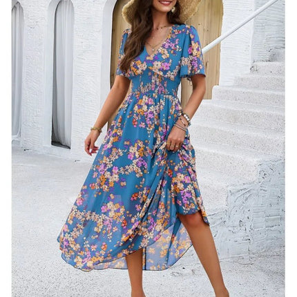Party Dress Women V-Neck Long Sleeve Plus Dress - Party Dress - FJBK - Mad Fly Essentials