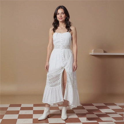 Party Dress Women White Sleeveless Bohemian Maxi Dress - Party Dress - Emmababy - Mad Fly Essentials