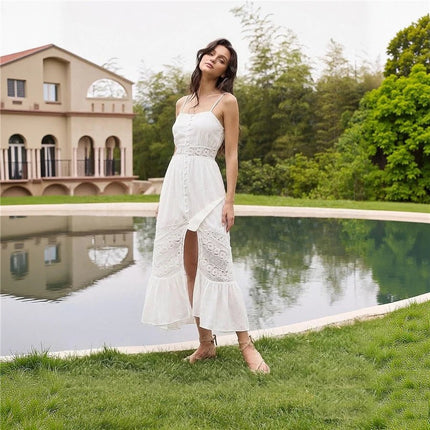 Party Dress Women White Sleeveless Bohemian Maxi Dress - Party Dress - Emmababy - Mad Fly Essentials