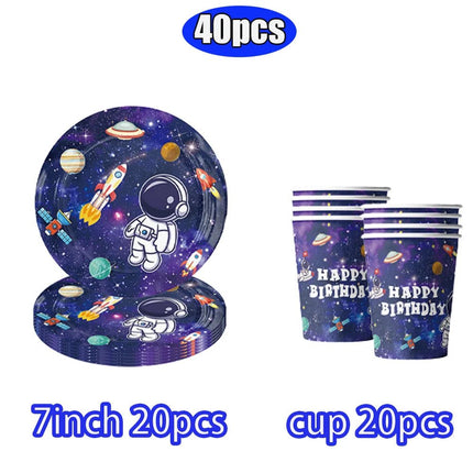 Party Essentials Space Astronaut Tableware Kid Birthday Decor Supply - Party Essentials - LISM - Mad Fly Essentials
