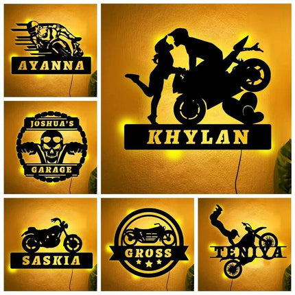 Personalized Motorcycle Car LED Wall Night Light - Mad Fly Essentials
