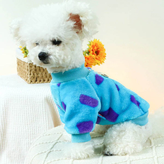 Pet Blue Polka - Dot Seasonal Plush Dog Sweater - Sweater - MURALON - Mad Fly Essentials