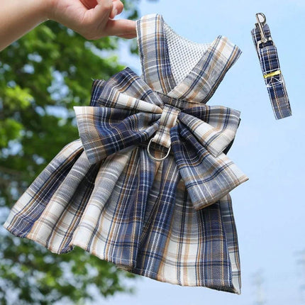 Dog Plaid Bow Tie Dress Outfit Pet Essentials - Pet Essentials - AE Pets - Mad Fly Essentials