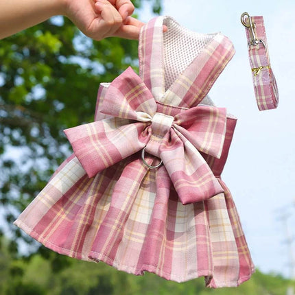 Dog Plaid Bow Tie Dress Outfit Pet Essentials - Pet Essentials - AE Pets - Mad Fly Essentials