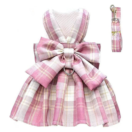 Pet Dog Plaid Bow Tie Dress Outfit - Mad Fly Essentials