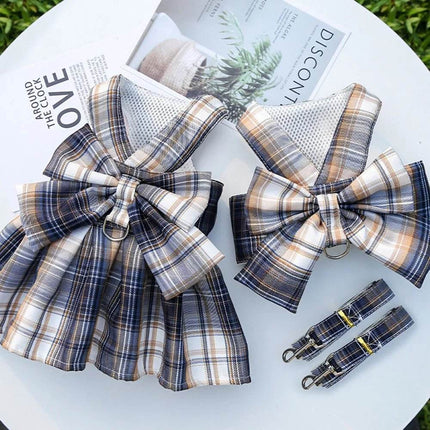 Dog Plaid Bow Tie Dress Outfit Pet Essentials - Pet Essentials - AE Pets - Mad Fly Essentials