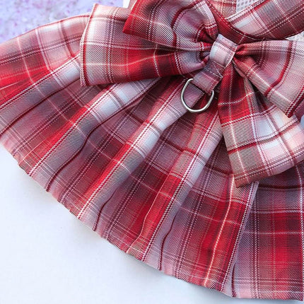 Pet Dog Plaid Bow Tie Dress Outfit - Mad Fly Essentials
