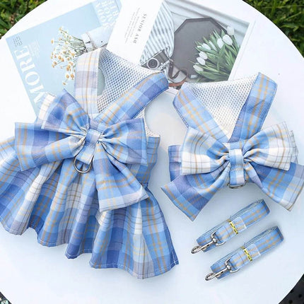 Dog Plaid Bow Tie Dress Outfit Pet Essentials - Pet Essentials - AE Pets - Mad Fly Essentials