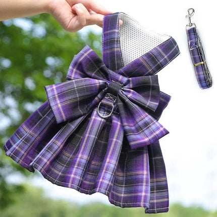 Pet Dog Plaid Bow Tie Dress Outfit - Mad Fly Essentials