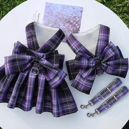 Dog Plaid Bow Tie Dress Outfit Pet Essentials - Pet Essentials - AE Pets - Mad Fly Essentials