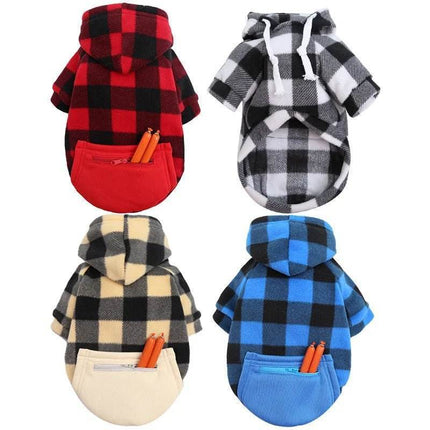 Dog Plaid Reversible Jacket Pet Hoodies - Mad Fly Essentials
