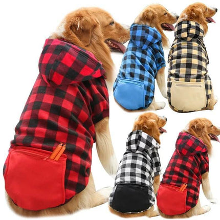 Dog Plaid Reversible Jacket Pet Hoodies - Mad Fly Essentials