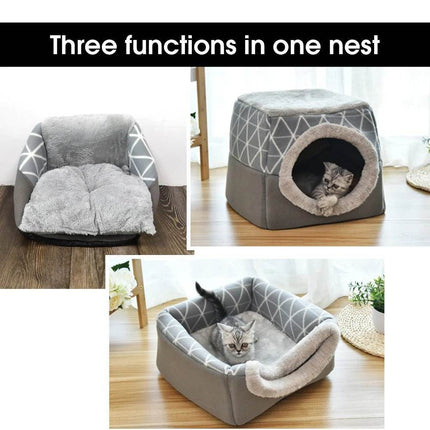 Dog Villa Winter Cat Cave Bed Pet Essentials - Pet Essentials - Muttering Bear - Mad Fly Essentials