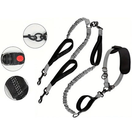 Pet Essentials 2in1 Reflective Double No Pull Dog Leash - Pet Essentials - PETLOVEY - Mad Fly Essentials