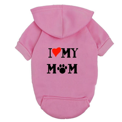 Pet Hoodies I Love Mom Heart Dog Apparel - Pet Hoodies - pb+ - Mad Fly Essentials