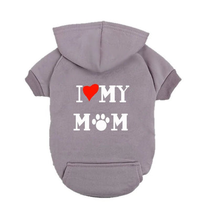 Pet Hoodies I Love Mom Heart Dog Apparel - Pet Hoodies - pb+ - Mad Fly Essentials