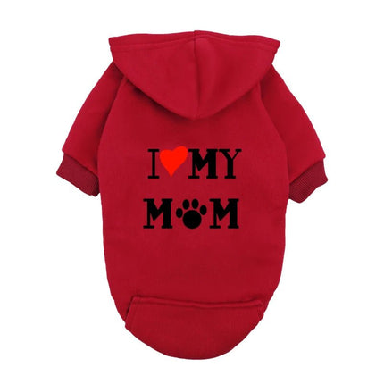Pet Hoodies I Love Mom Heart Dog Apparel - Pet Hoodies - pb+ - Mad Fly Essentials