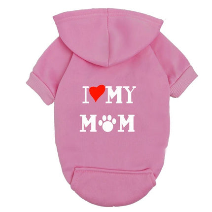 Pet Hoodies I Love Mom Heart Dog Apparel - Pet Hoodies - pb+ - Mad Fly Essentials