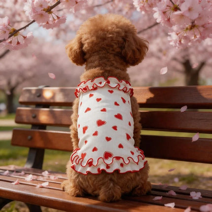 Pet Hoodies Red Heart Ruffled Dresses Dog Supplies Pet Apparel - Pet Hoodies - XLeiPet - Mad Fly Essentials