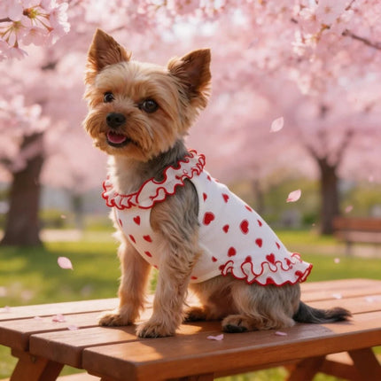 Pet Hoodies Red Heart Ruffled Dresses Dog Supplies Pet Apparel - Pet Hoodies - XLeiPet - Mad Fly Essentials
