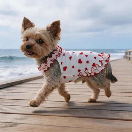 Pet Hoodies Red Heart Ruffled Dresses Dog Supplies Pet Apparel - Pet Hoodies - XLeiPet - Mad Fly Essentials