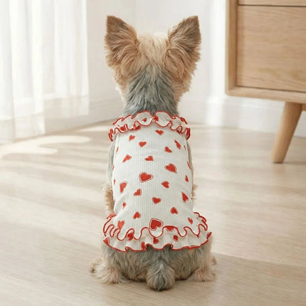 Pet Hoodies Red Heart Ruffled Dresses Dog Supplies Pet Apparel - Pet Hoodies - XLeiPet - Mad Fly Essentials