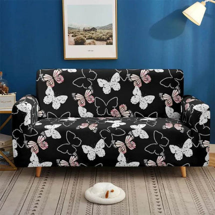 Pink 3D Universal Butterfly Elastic Sofa Slipcover - Mad Fly Essentials