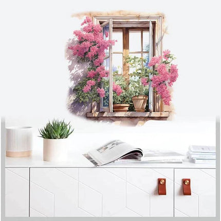 Pink Flower Window 3D Wall Sticker - 3D Wall Sticker - Three Ratels - Mad Fly Essentials