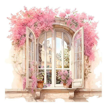 Pink Flower Window 3D Wall Sticker - 3D Wall Sticker - Three Ratels - Mad Fly Essentials
