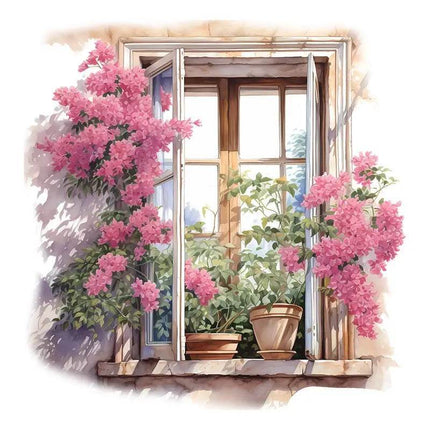 Pink Flower Window 3D Wall Sticker - 3D Wall Sticker - Three Ratels - Mad Fly Essentials