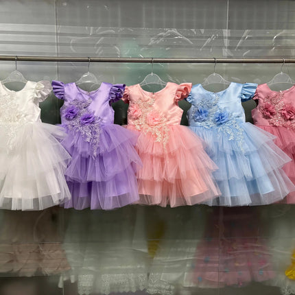 Princess Dress Baby Girl Pink Bow Lace Birthday Dress - Princess Dress - LZH - Mad Fly Essentials