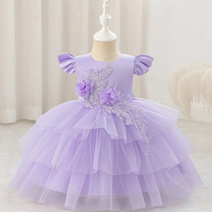 Princess Dress Baby Girl Pink Bow Lace Birthday Dress - Princess Dress - LZH - Mad Fly Essentials