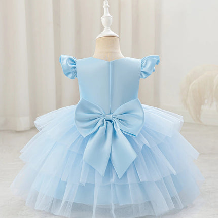 Princess Dress Baby Girl Pink Bow Lace Birthday Dress - Princess Dress - LZH - Mad Fly Essentials