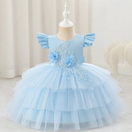Princess Dress Baby Girl Pink Bow Lace Birthday Dress - Princess Dress - LZH - Mad Fly Essentials