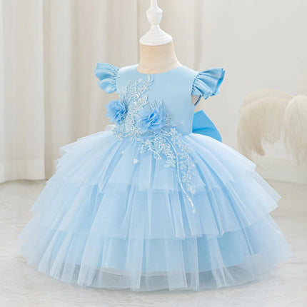 Princess Dress Baby Girl Pink Bow Lace Birthday Dress - Princess Dress - LZH - Mad Fly Essentials