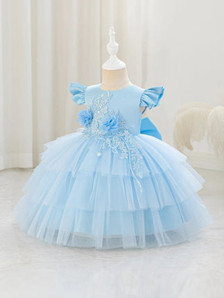 Princess Dress Baby Girl Pink Bow Lace Birthday Dress - Princess Dress - LZH - Mad Fly Essentials