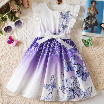 Princess Dress Girl Butterfly Bow Party Autumn Dresses - Princess Dress - Rubby - Mad Fly Essentials