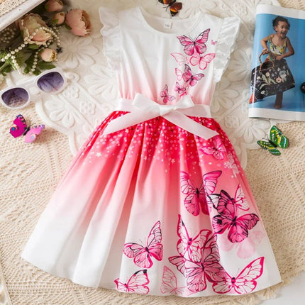 Princess Dress Girl Butterfly Bow Party Autumn Dresses - Princess Dress - Rubby - Mad Fly Essentials