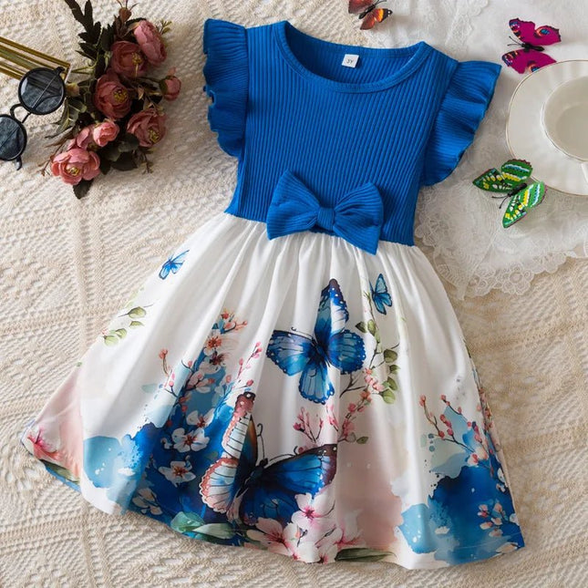 Princess Dress Girl Butterfly Bow Party Autumn Dresses - Princess Dress - Rubby - Mad Fly Essentials