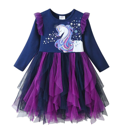 Princess Dress Girl Purple Navy Ruffled Tulle Dress - Princess Dress - Ogilvy Mather - Mad Fly Essentials
