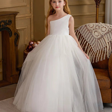 Princess Dress Girls Embroidery White Lace Bridesmaid Evening Dress - Princess Dress - NNJXD - Mad Fly Essentials