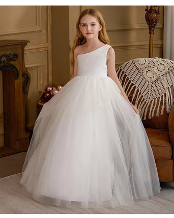 Princess Dress Girls Embroidery White Lace Bridesmaid Evening Dress - Princess Dress - NNJXD - Mad Fly Essentials