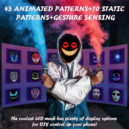 Programmable LED Bluetooth Costume Mask - Costume Mask - FCCEMC - Mad Fly Essentials