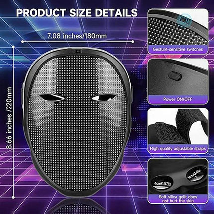 Programmable LED Bluetooth Costume Mask - Costume Mask - FCCEMC - Mad Fly Essentials