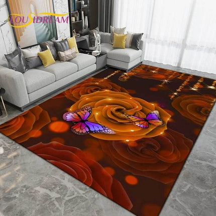 Purple Black Butterfly Floral Art Area Rug - Area Rug - Retro Rugs - Mad Fly Essentials