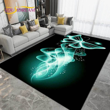 Purple Black Butterfly Floral Art Area Rug - Area Rug - Retro Rugs - Mad Fly Essentials