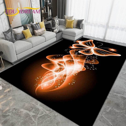 Purple Black Butterfly Floral Art Area Rug - Area Rug - Retro Rugs - Mad Fly Essentials